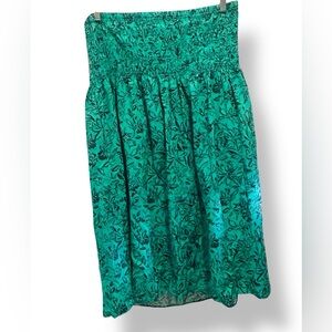 Isabel Maternity Green Smocked Waist Midi Skirt Women’s Medium Lined Rayon